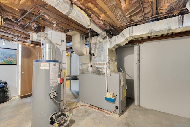 utilities with gas water heater and heating unit