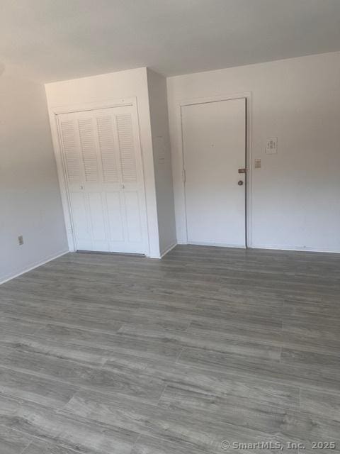 interior space with hardwood / wood-style flooring and a closet