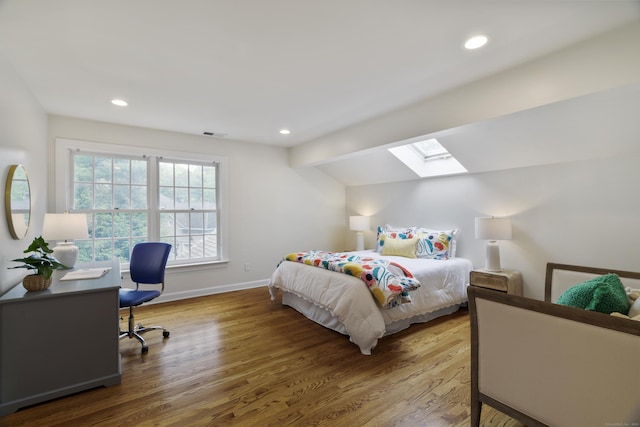16 Whitehall Pl, Farmington, CT 06032 - bedroom featuring a skylight, wood finished floors, an office area, vaulted ceiling, and recessed lighting