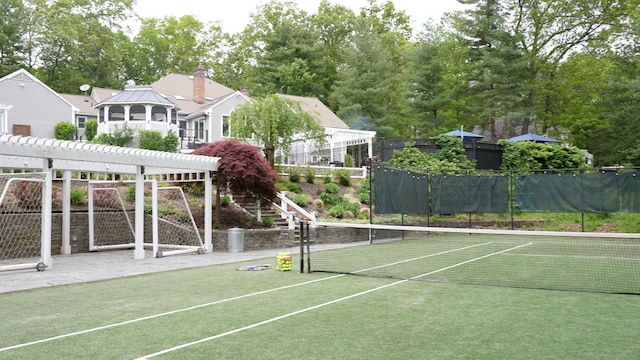 16 Whitehall Pl, Farmington, CT 06032 - view of tennis court with a pergola