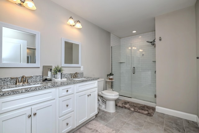 40 Newbury Ct Unit 40, North Haven, CT 06473 - full bathroom with double vanity, a shower stall, and tile patterned flooring