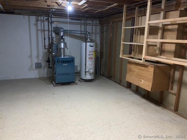 basement with gas water heater