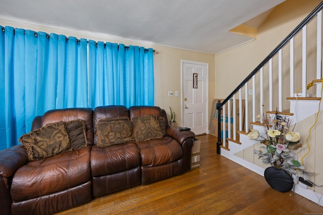 living room with hardwood / wood-style flooring