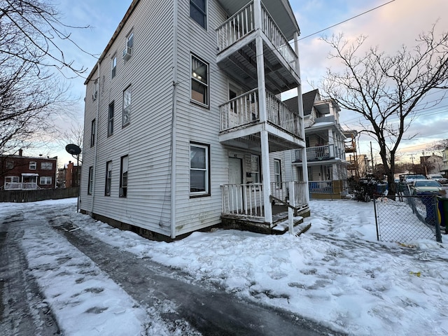 view of snowy exterior