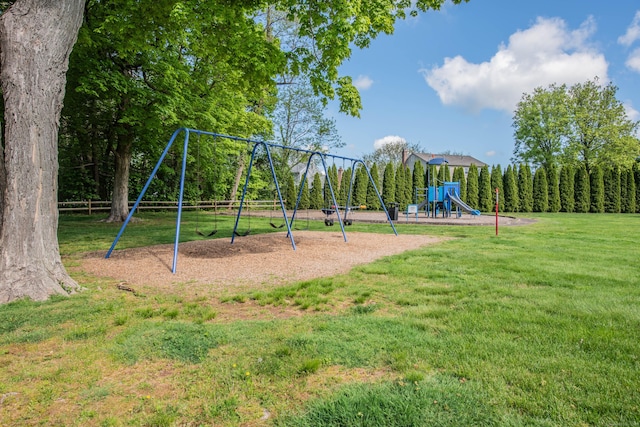 community play area with a yard