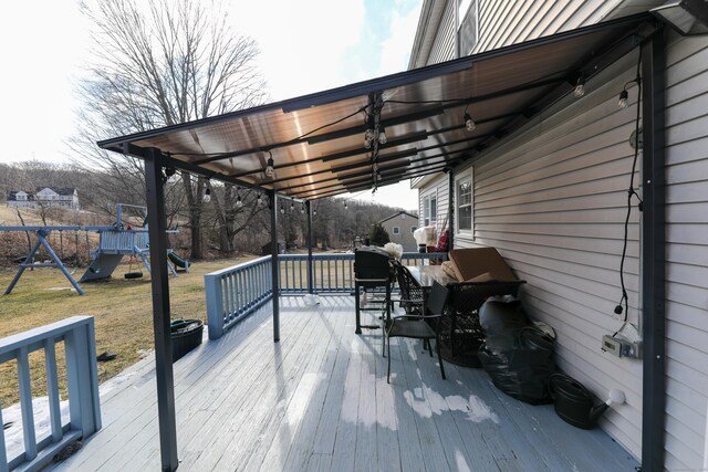 50 Dean Rd, New Milford, CT 06776 - wooden deck with a playground and a yard