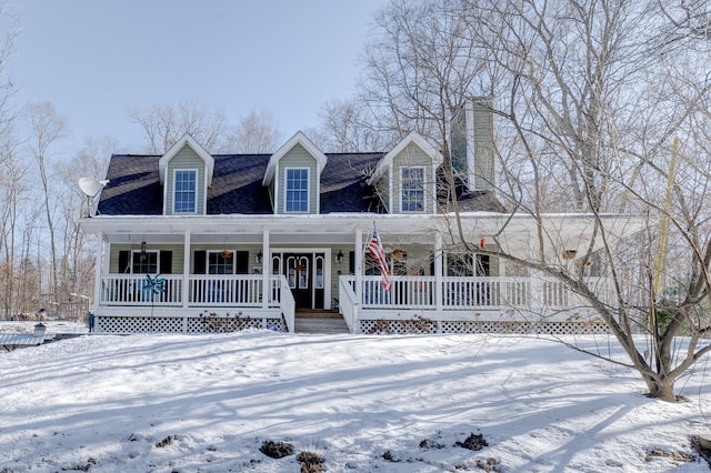 cape cod home with covered porch