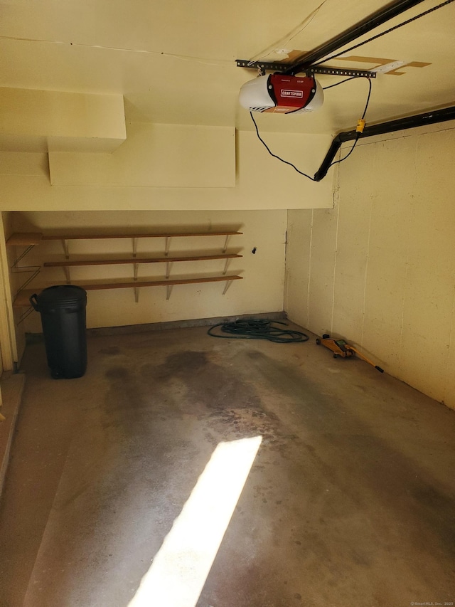 garage with a garage door opener