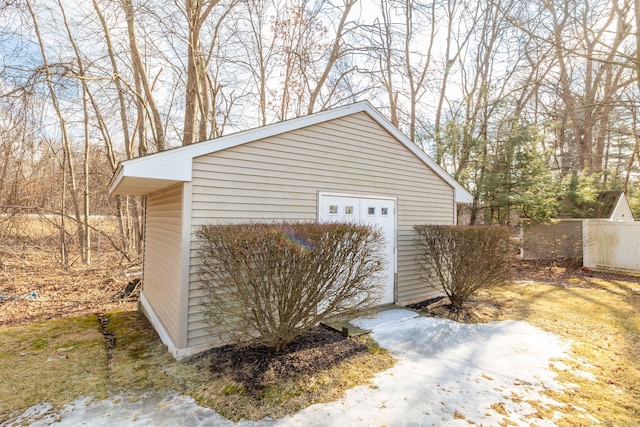 view of detached garage