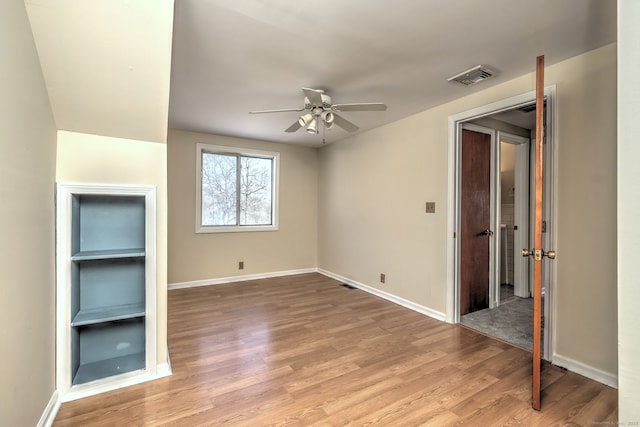 interior space featuring ceiling fan and light hardwood / wood-style floors