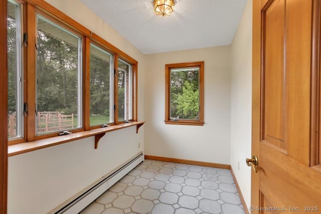 101 Langford Ln, East Hartford, CT 06118 - unfurnished room featuring light floors, baseboards, and a baseboard radiator