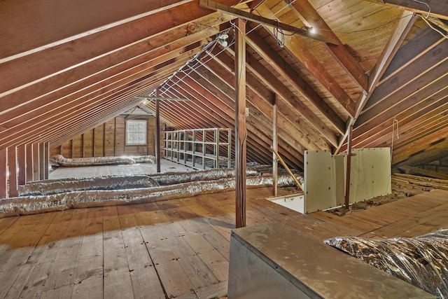 view of unfinished attic