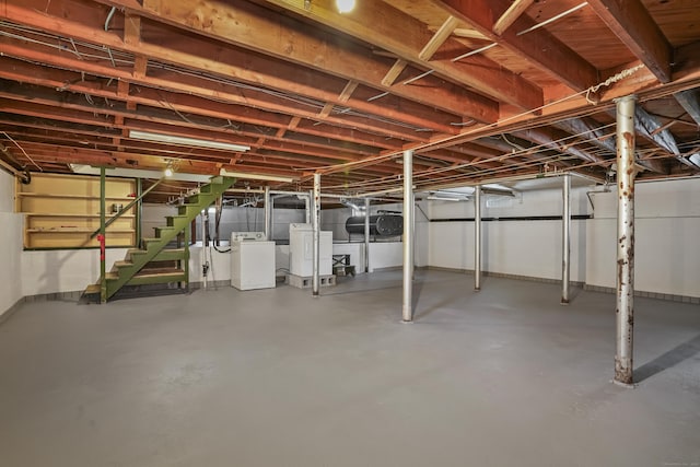 basement with independent washer and dryer