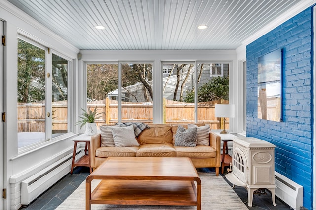 sunroom / solarium with baseboard heating