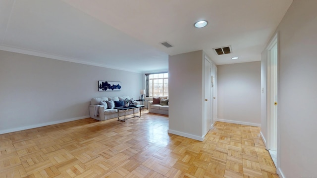 interior space featuring recessed lighting, visible vents, and baseboards