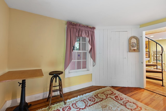 interior space featuring hardwood / wood-style floors and a closet