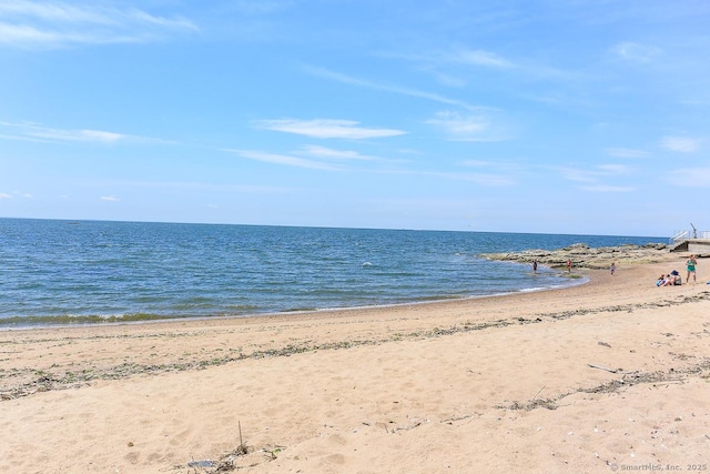 view of water feature featuring a view of the beach