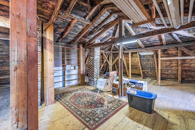 view of unfinished attic