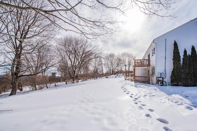 view of yard layered in snow