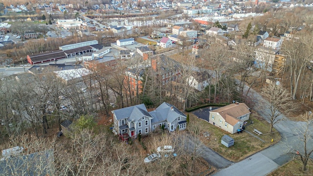 birds eye view of property with a residential view