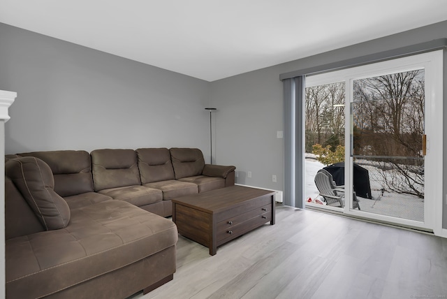 living room featuring light wood-type flooring