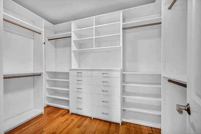 walk in closet featuring light wood finished floors