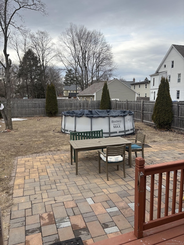 view of patio featuring a fenced backyard and a fenced in pool