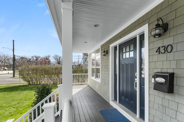 deck featuring a porch