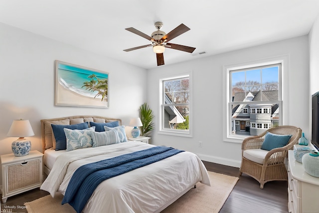 430 Edward St, Fairfield, CT 06824 - bedroom featuring dark wood finished floors, baseboards, and a ceiling fan