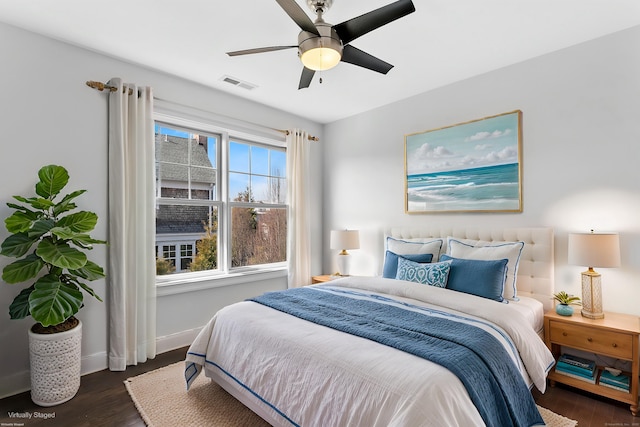 430 Edward St, Fairfield, CT 06824 - bedroom featuring dark wood-style floors, baseboards, and ceiling fan