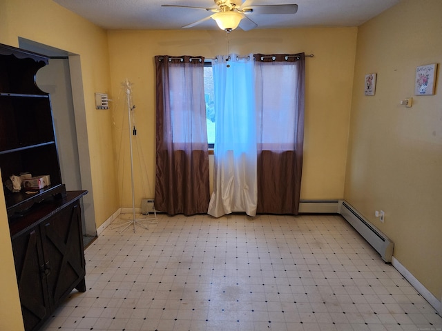 189 Kaynor Dr Apt C, Waterbury, CT 06708 - interior space with light floors, a baseboard radiator, a baseboard heating unit, and ceiling fan