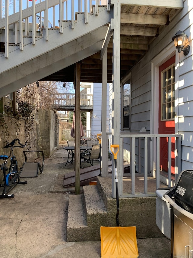 view of patio featuring outdoor dining space and grilling area