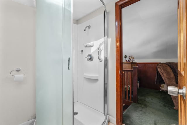 bathroom featuring a shower stall