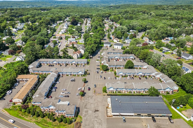 drone / aerial view with a forest view