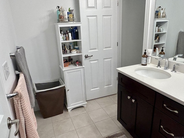 bathroom with vanity and tile patterned floors