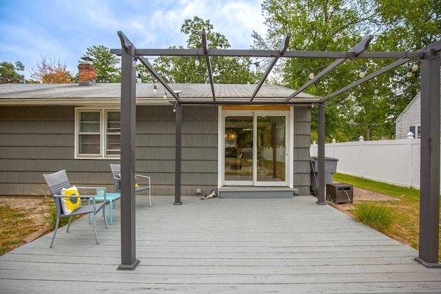 wooden terrace with fence