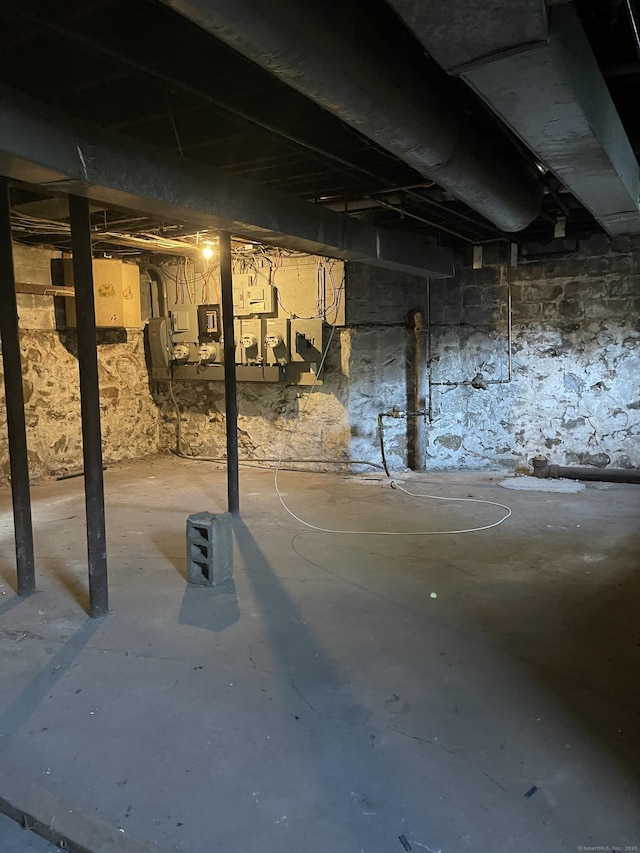 view of unfinished basement