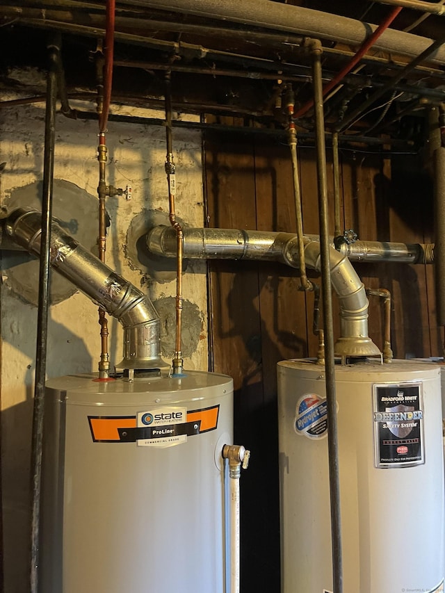 utility room with gas water heater