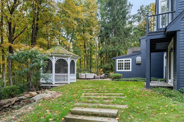 view of yard with a gazebo