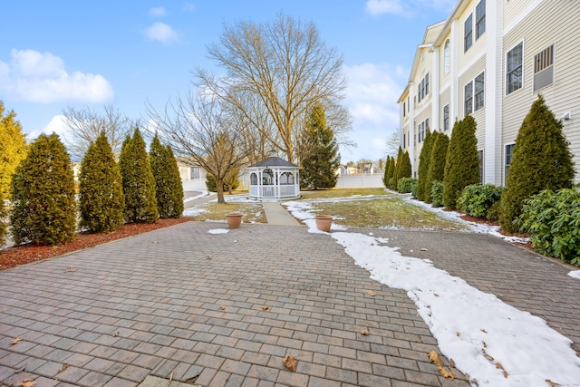 exterior space with a gazebo