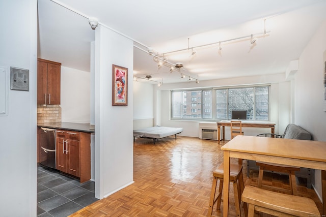 dining area with rail lighting