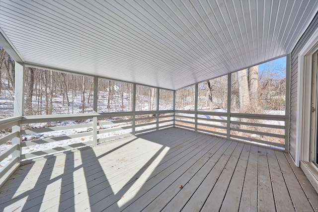 view of unfurnished sunroom