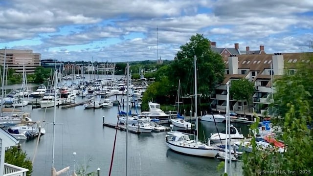 view of dock featuring a water view