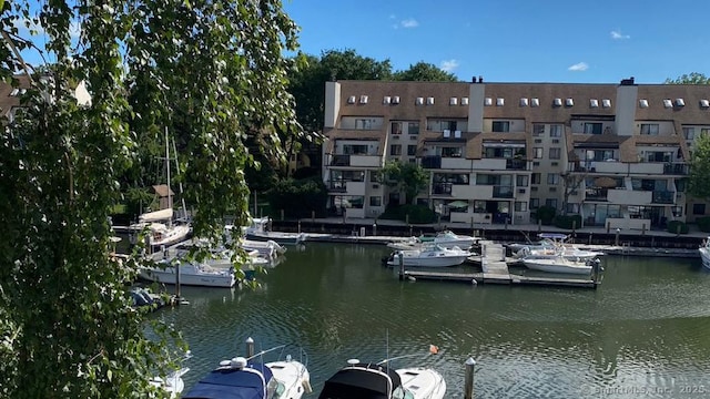 view of dock featuring a water view