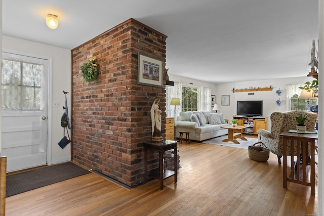 living room featuring light wood-style floors