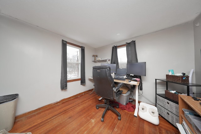 home office featuring wood finished floors