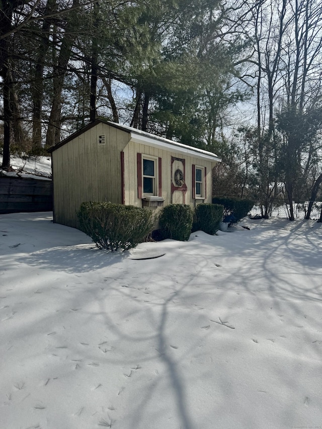 view of snow covered structure