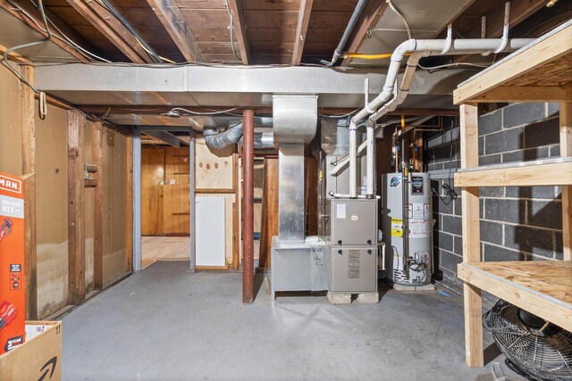 unfinished basement with water heater