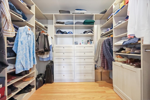 spacious closet with light wood finished floors