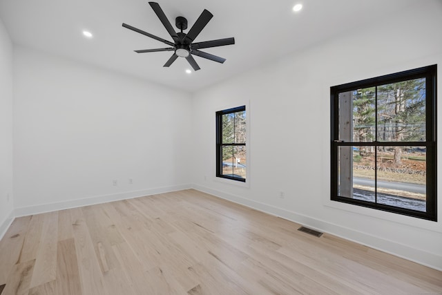 1600 S Main St, Cheshire, CT 06410 - unfurnished room with recessed lighting, baseboards, visible vents, and light wood finished floors